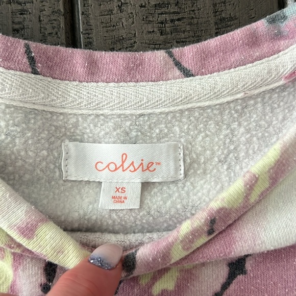 Colsie Tie Dyed Rolled Hem Cropped Sweatshirt and Shorts Set - Picture 8 of 9